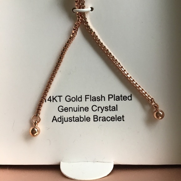 BRILLIANCE 14K GOLD FLASH PLATED CRYSTAL LARIAT BRACELET NWT - Picture 9 of 14